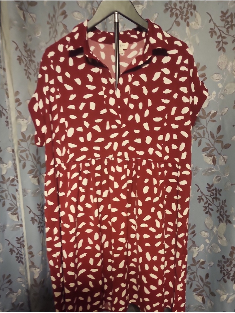 Umgee Red and White Printed Midi Dress